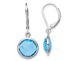 8.15 Carat (ctw) Swiss-Blue Topaz Leverback Dangle Earrings in Sterling Silver